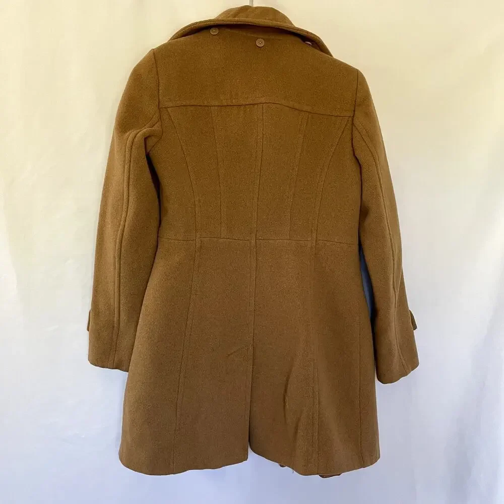 Michael Kors brown peacoat jacket warm wool winter pockets full zip women's XS